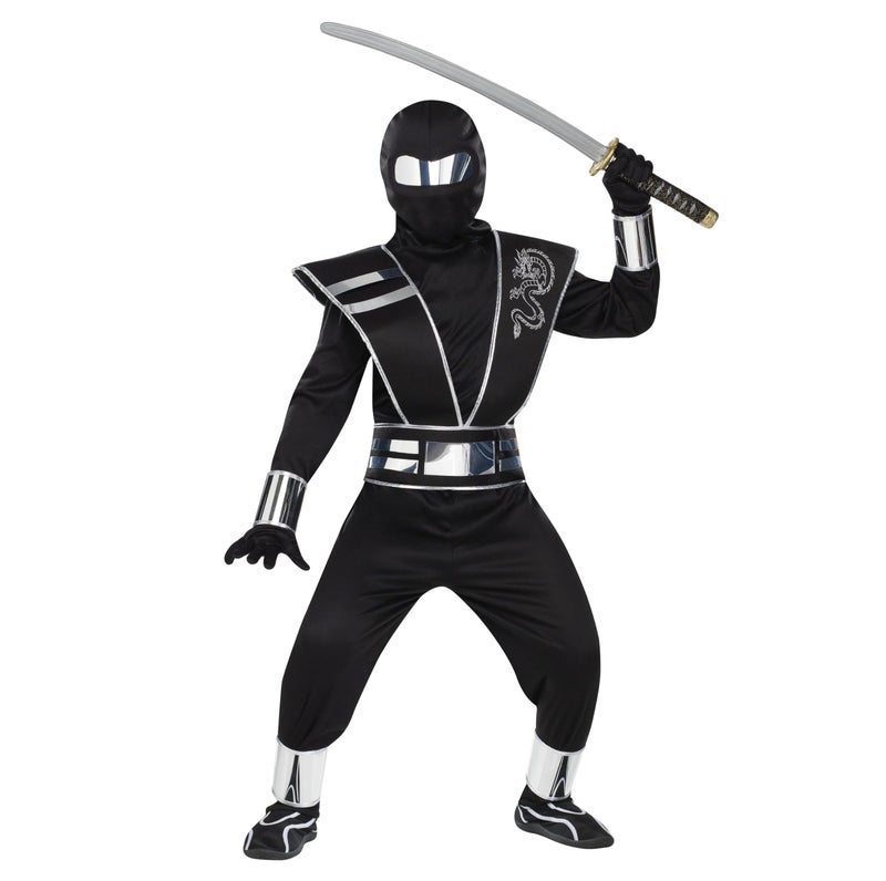 Fun World Mirror Ninja Silver Costume, Large 12-14, Multicolor - Image 1